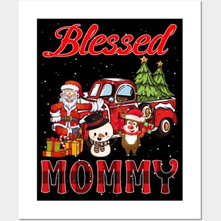 Blessed Mommy Red Plaid Christmas Posters and Art